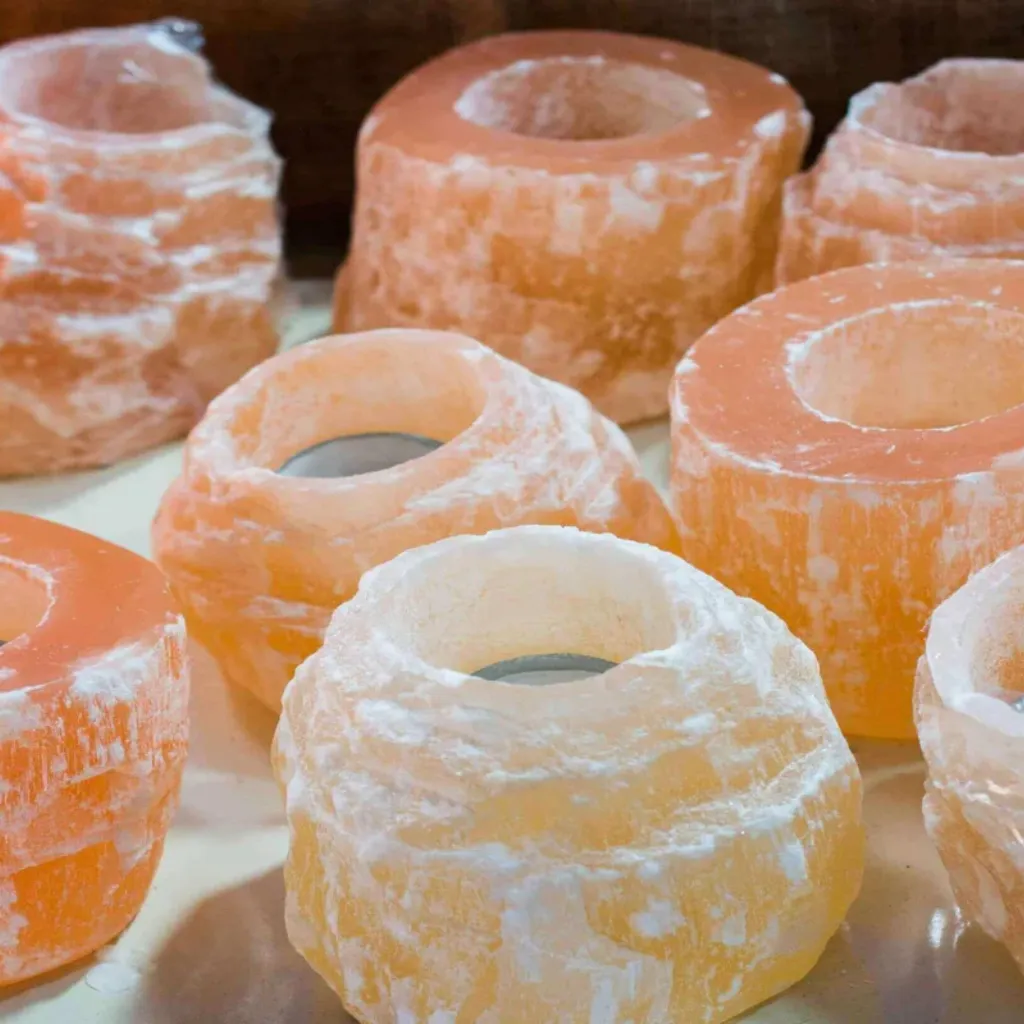 Himlayan Pink Salt candle holders natural chiseled designs